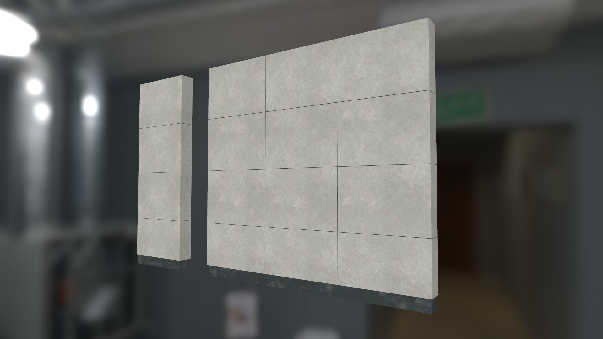 Modular concrete walls - New and Old variations Low-poly 3D model_5