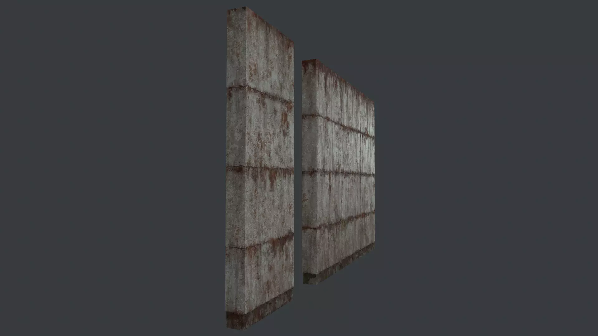 Modular concrete walls - New and Old variations Low-poly 3D model_0