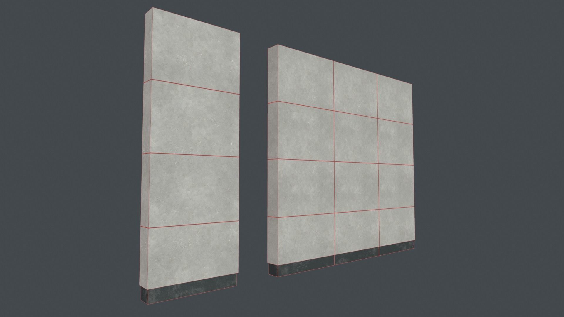 Modular concrete walls - New and Old variations Low-poly 3D model_16