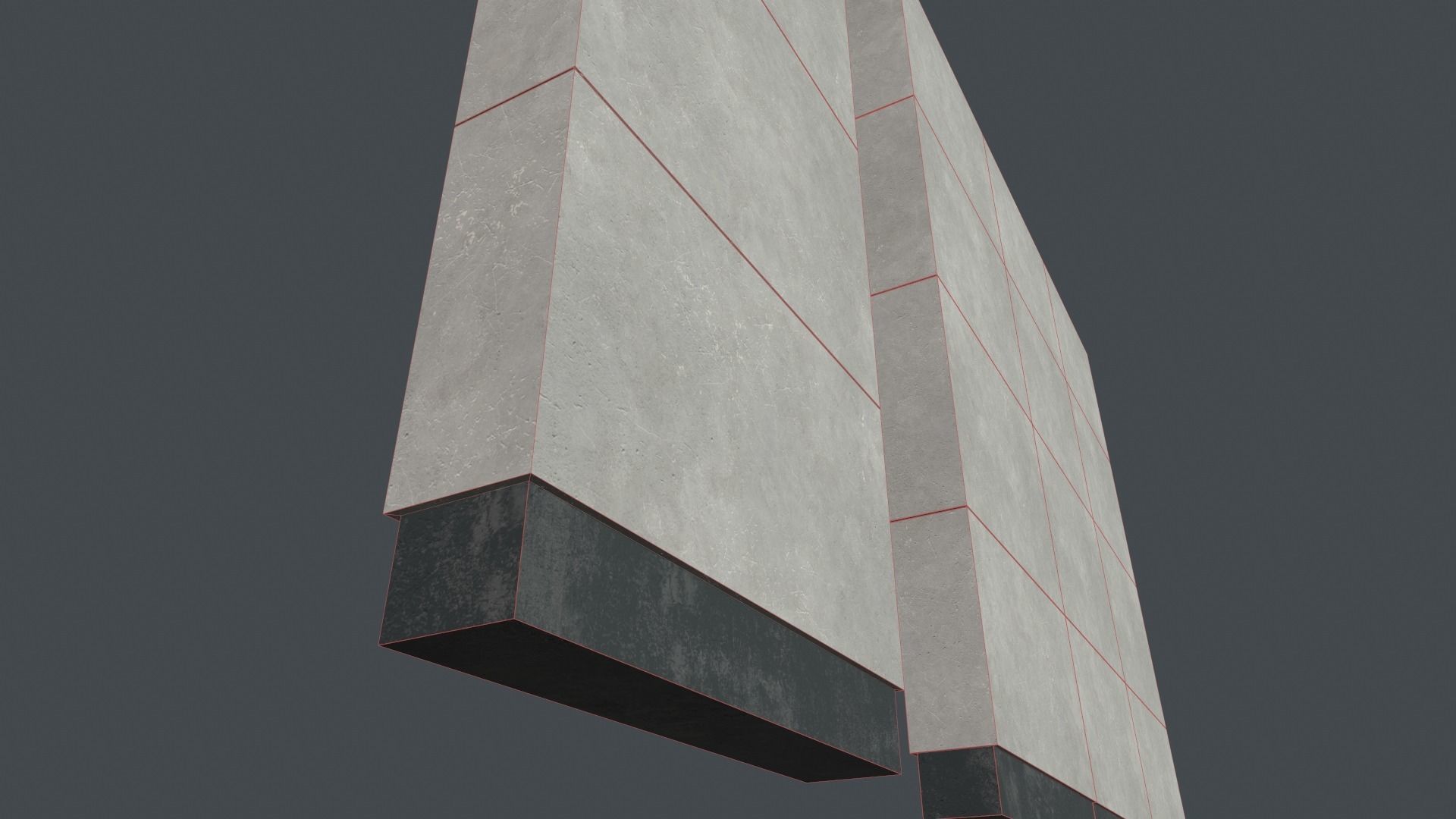 Modular concrete walls - New and Old variations Low-poly 3D model_17