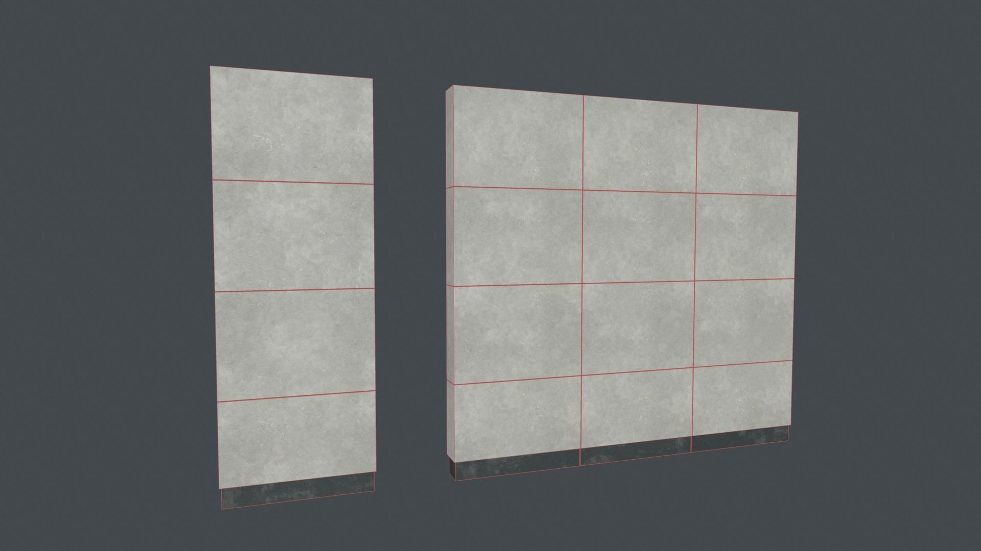 Modular concrete walls - New and Old variations Low-poly 3D model_19