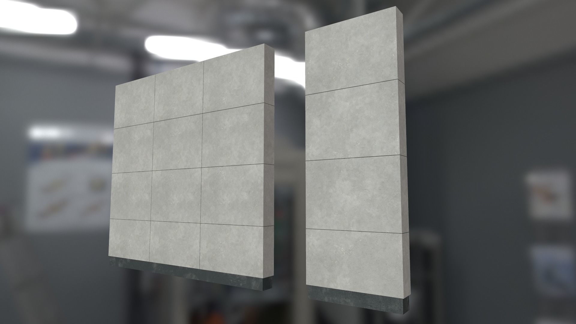 Modular concrete walls - New and Old variations Low-poly 3D model_11