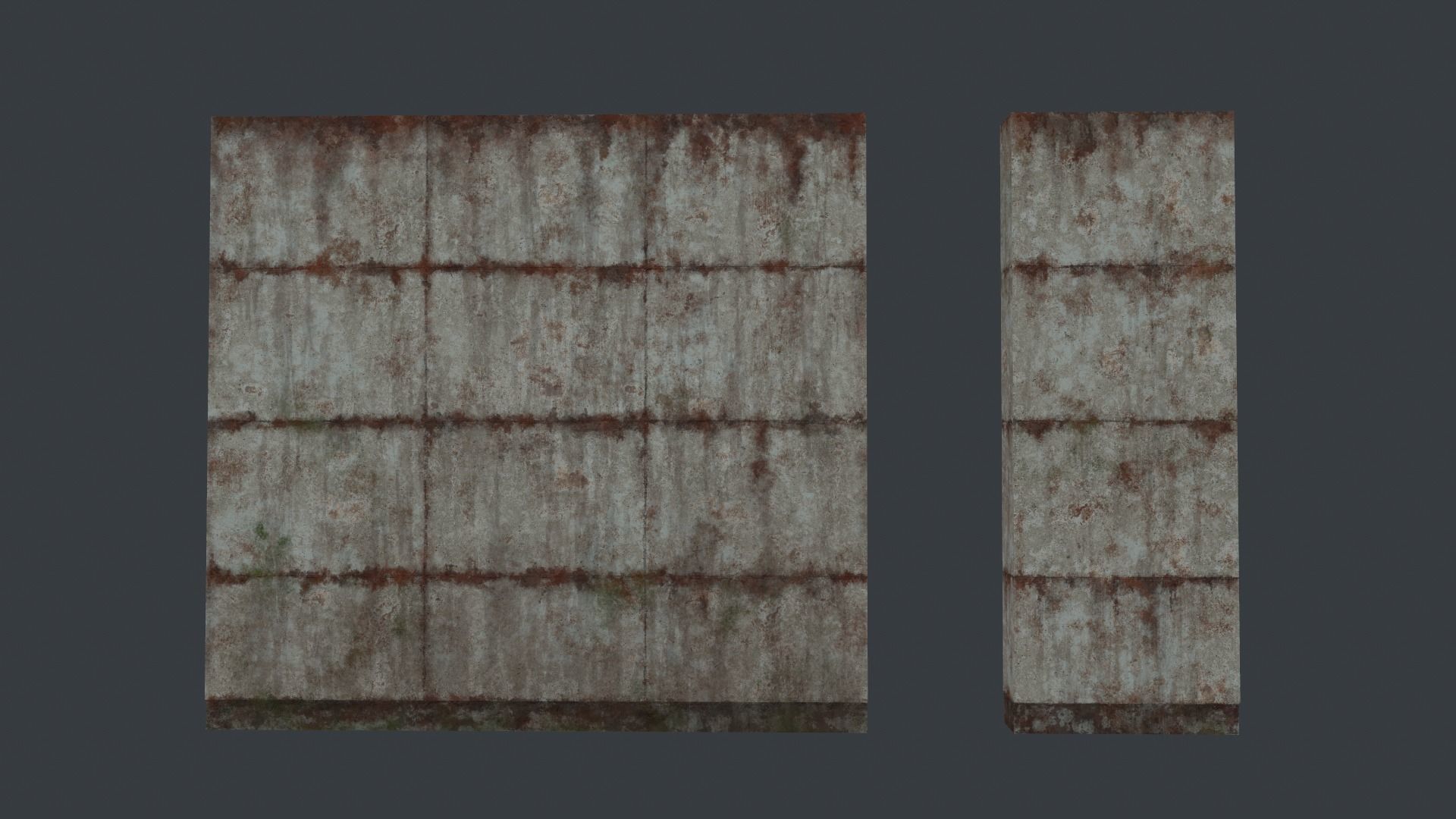 Modular concrete walls - New and Old variations Low-poly 3D model_15
