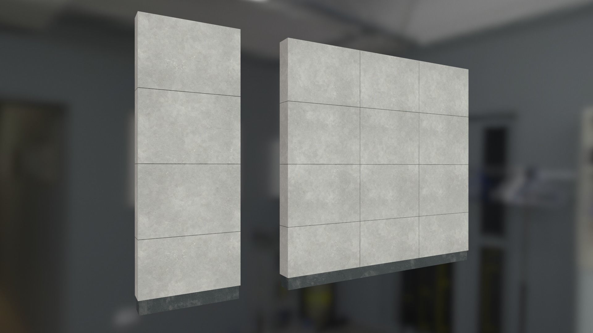 Modular concrete walls - New and Old variations Low-poly 3D model_2