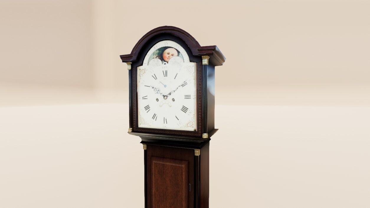 Grandfather Clock Low-poly 3D model_3