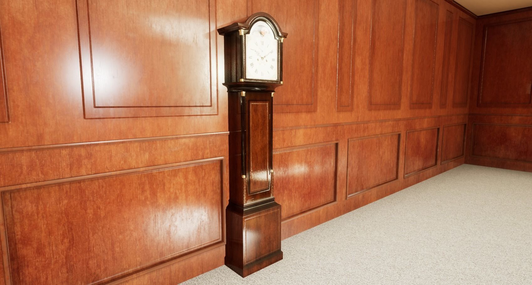 Grandfather Clock Low-poly 3D model_1