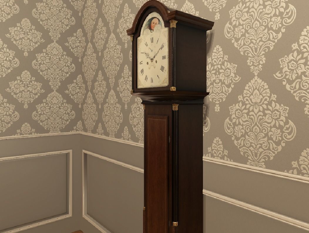Grandfather Clock Low-poly 3D model_6