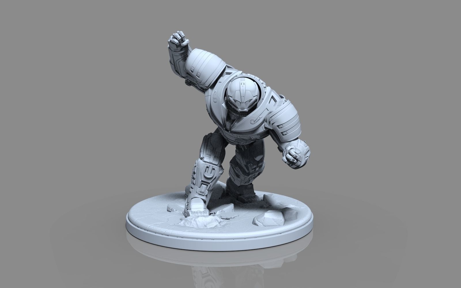 HulkBuster iron man statue 3D print model_57