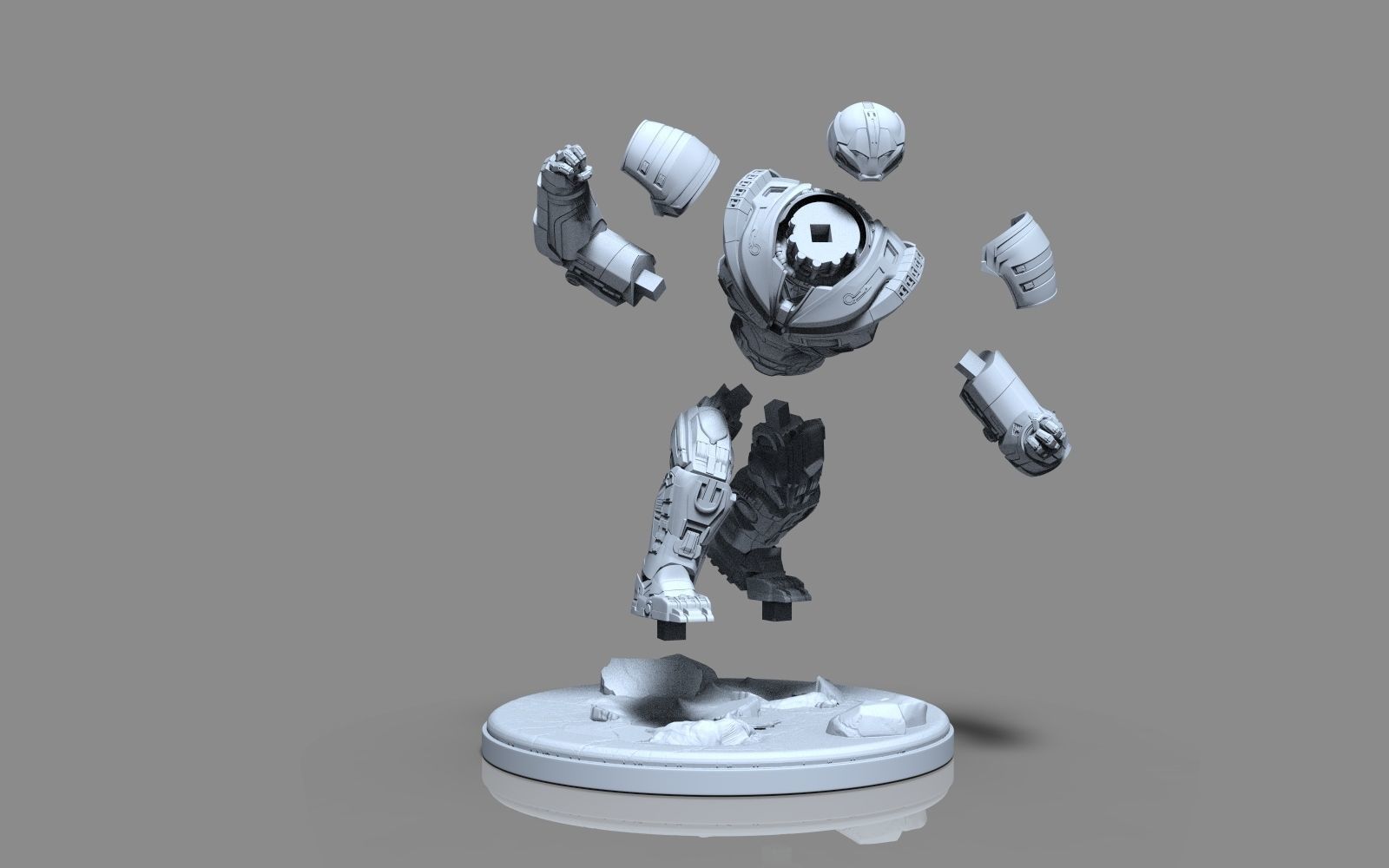 HulkBuster iron man statue 3D print model_44