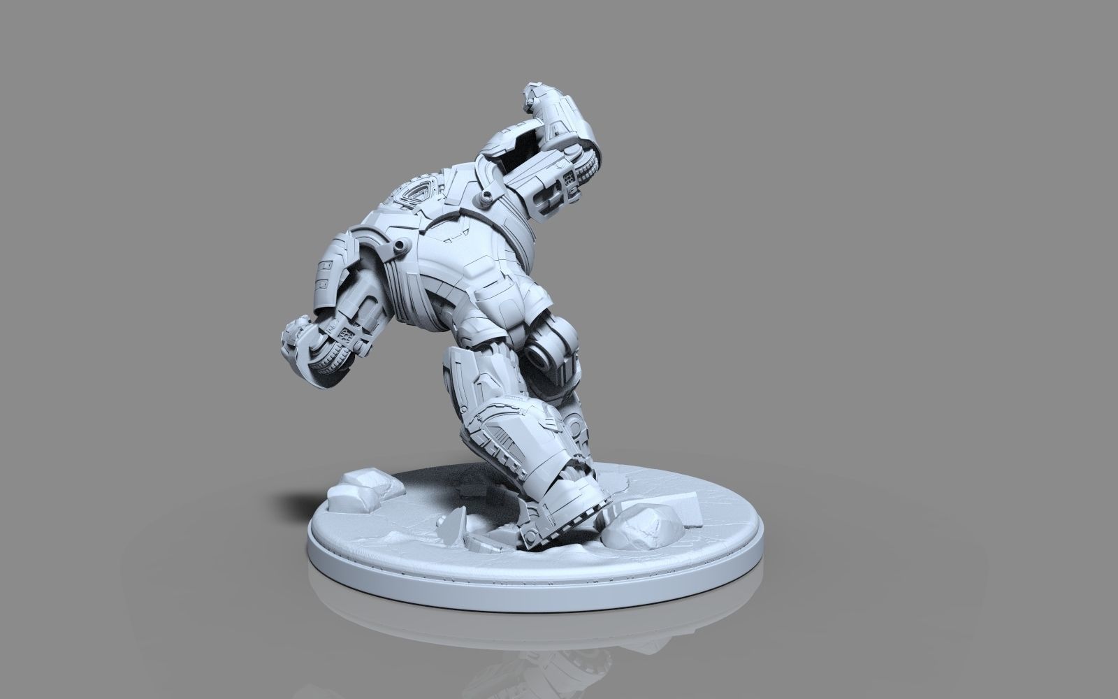 HulkBuster iron man statue 3D print model_23