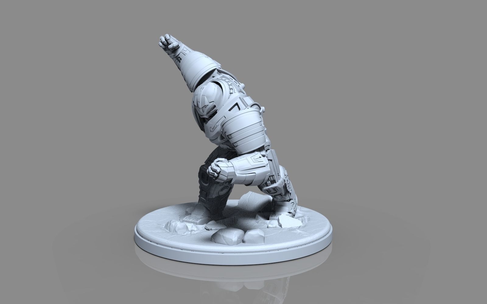 HulkBuster iron man statue 3D print model_4