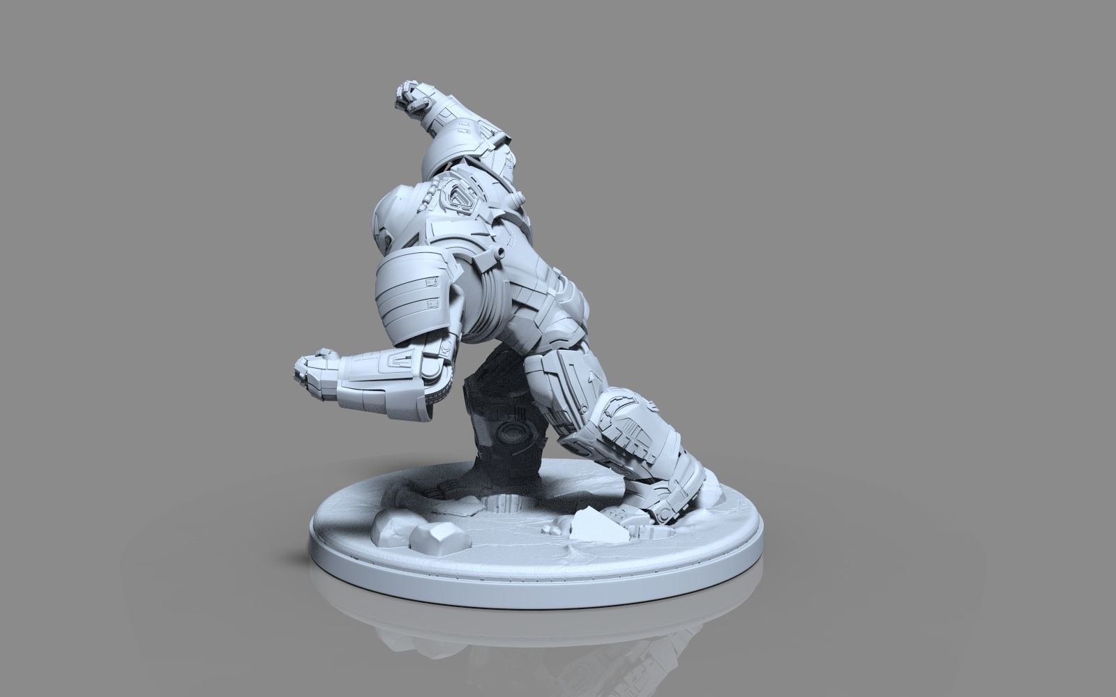 HulkBuster iron man statue 3D print model_12