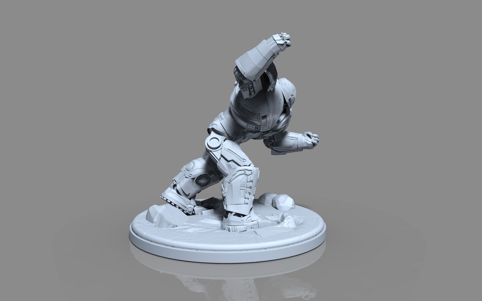 HulkBuster iron man statue 3D print model_47