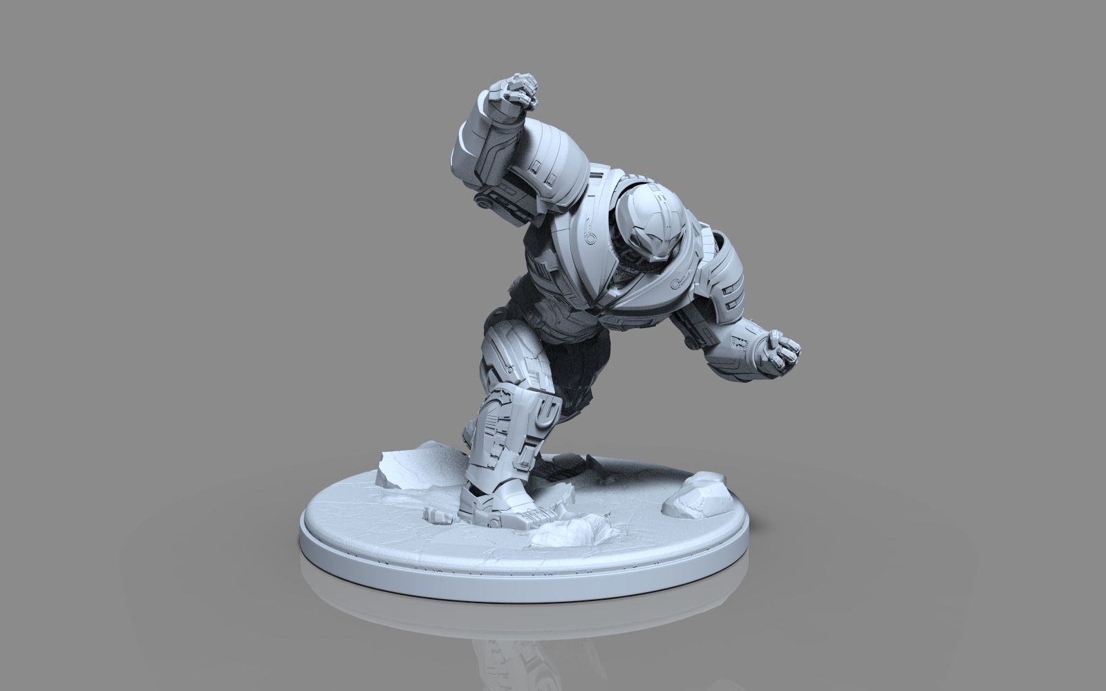 HulkBuster iron man statue 3D print model_58