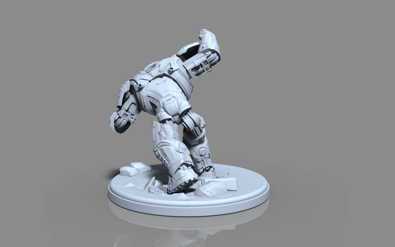 HulkBuster iron man statue 3D print model_26