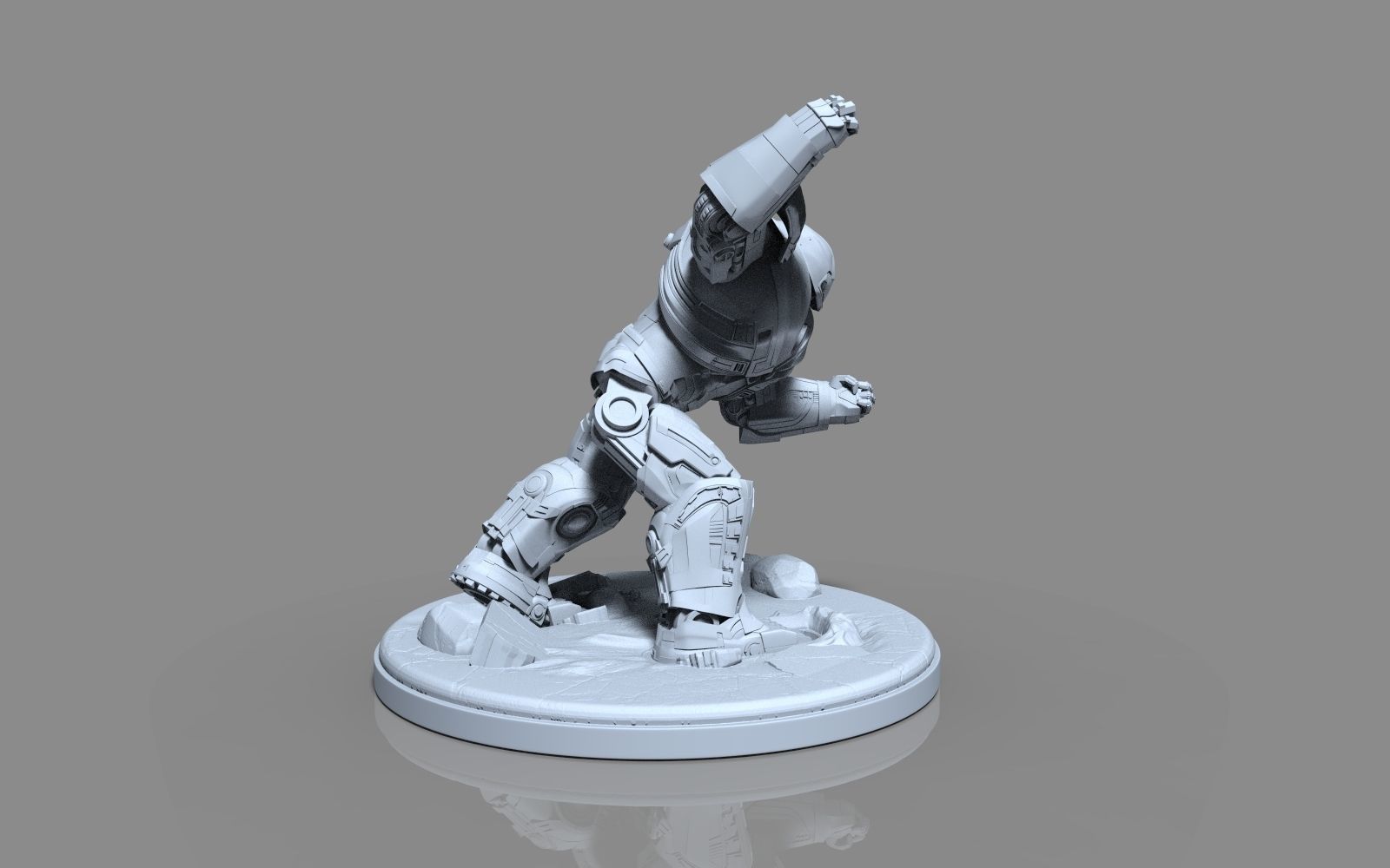 HulkBuster iron man statue 3D print model_43