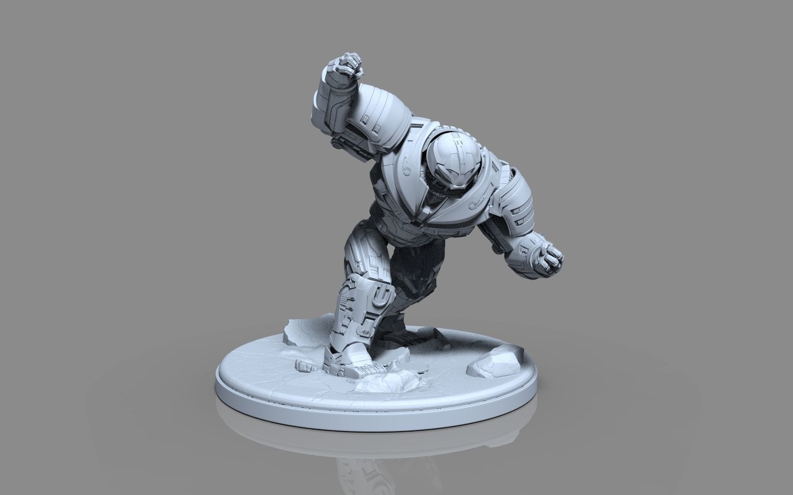 HulkBuster iron man statue 3D print model_11