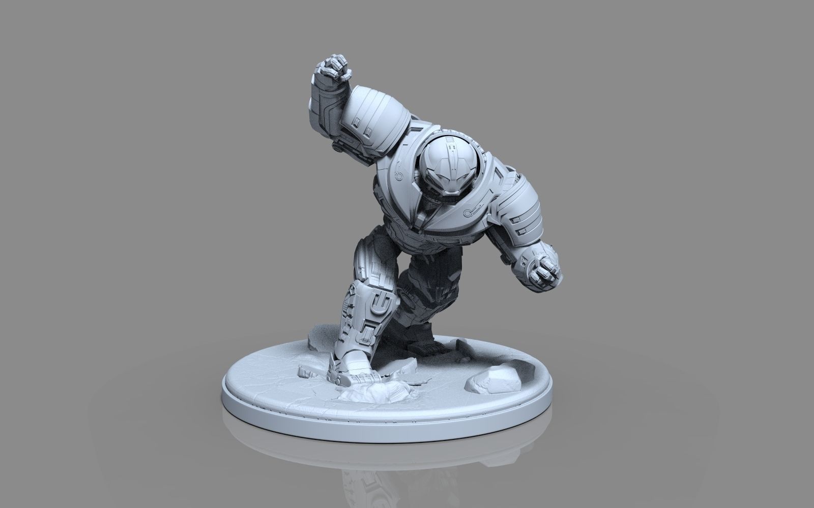 HulkBuster iron man statue 3D print model_33