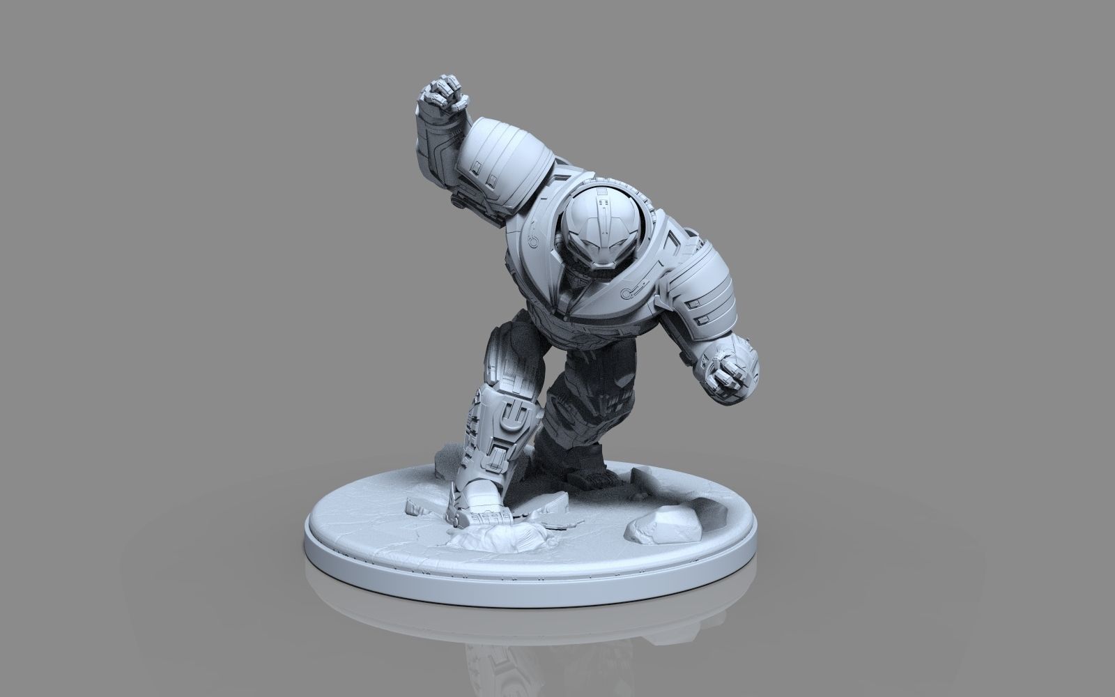 HulkBuster iron man statue 3D print model_45