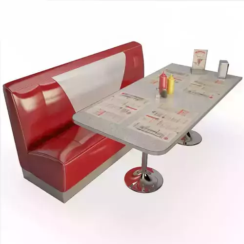 Retro American Bench and Table 3D model