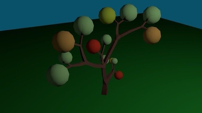 The tree was created using the blender program Low-poly 3D model