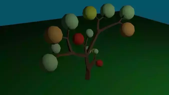 The tree was created using the blender program Low-poly 3D model