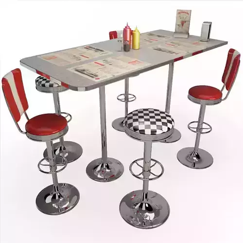 Retro American Bar Stools and Table