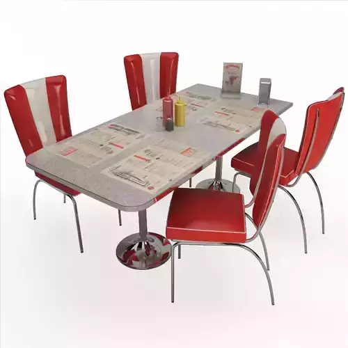 Retro American Chairs and Table 3D model