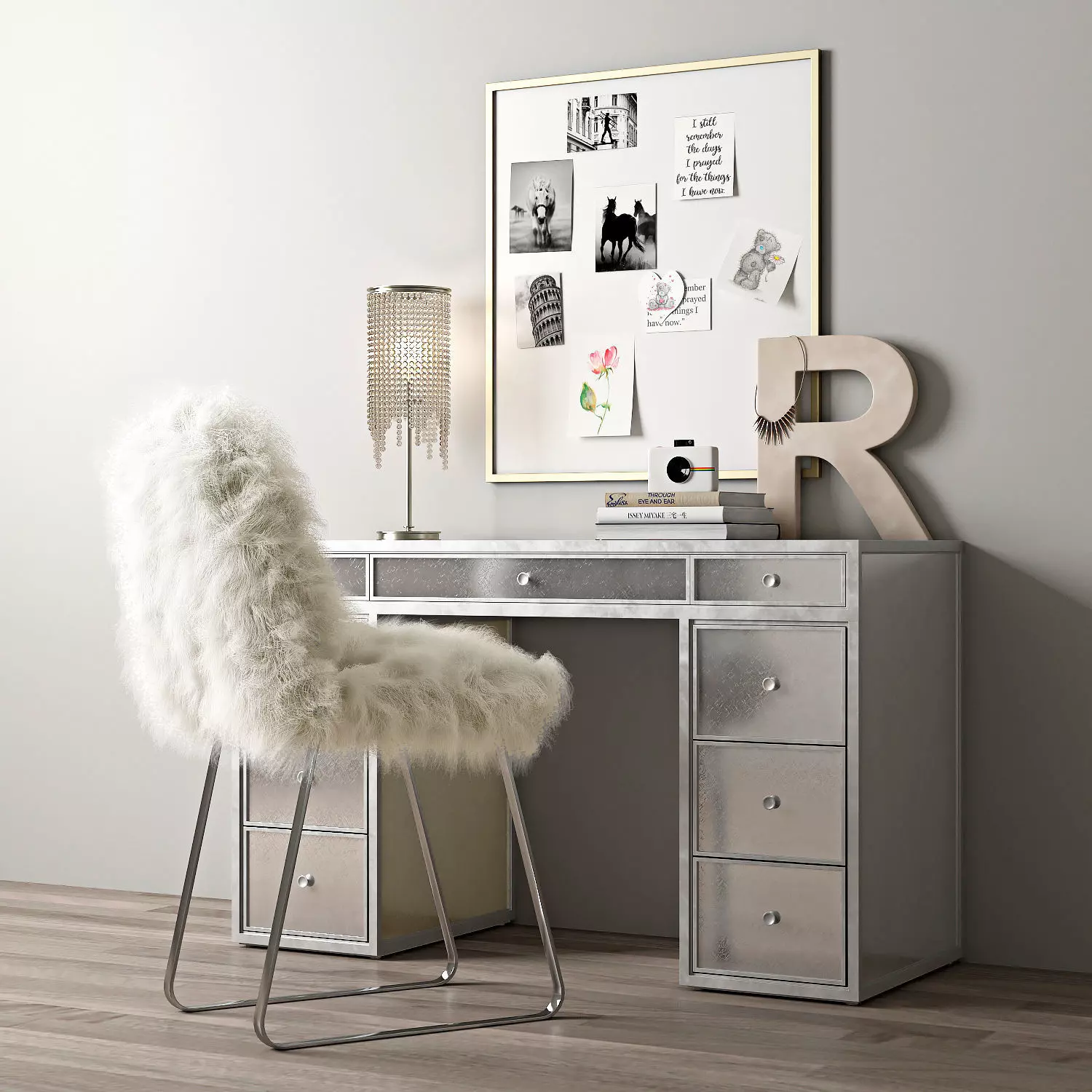 DELANEY MIRRORED STORAGE DESK 3D model_0