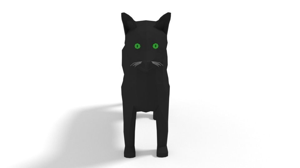 Low Poly Cartoon Cat Low-poly 3D model_1