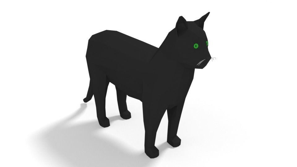 Low Poly Cartoon Cat Low-poly 3D model_2