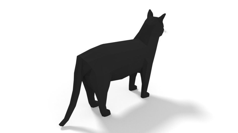 Low Poly Cartoon Cat Low-poly 3D model_3