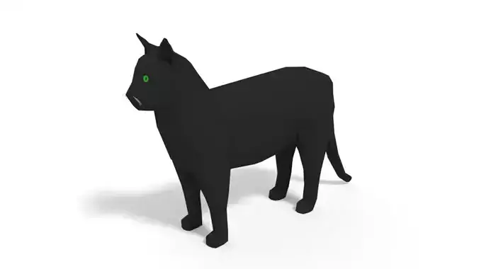 Low Poly Cartoon Cat Low-poly 3D model