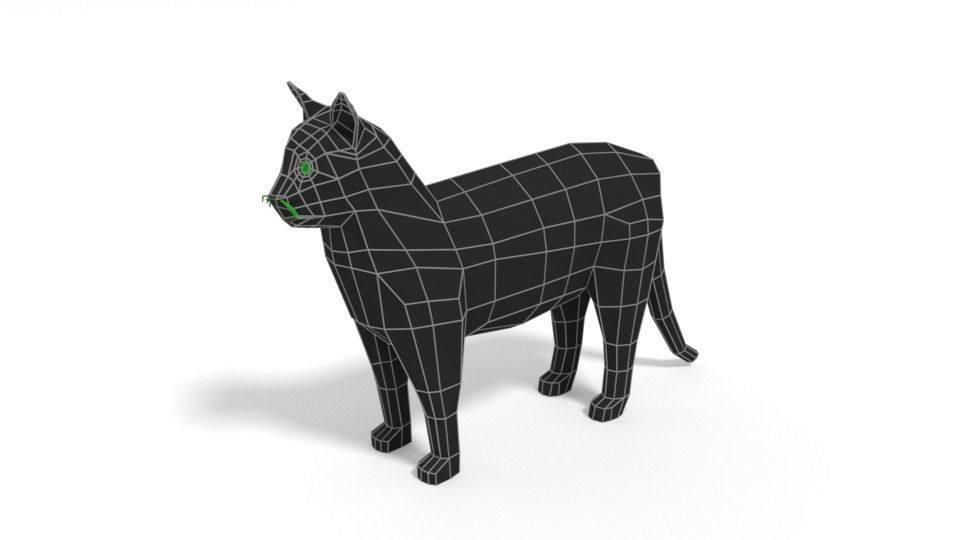 Low Poly Cartoon Cat Low-poly 3D model_8