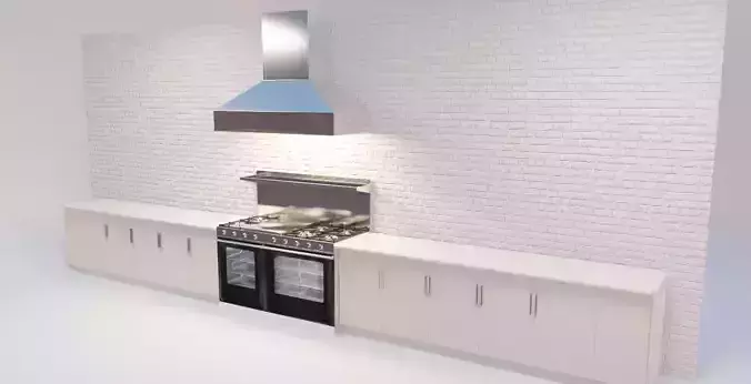 professional kitchen stove and carbinets 3D model