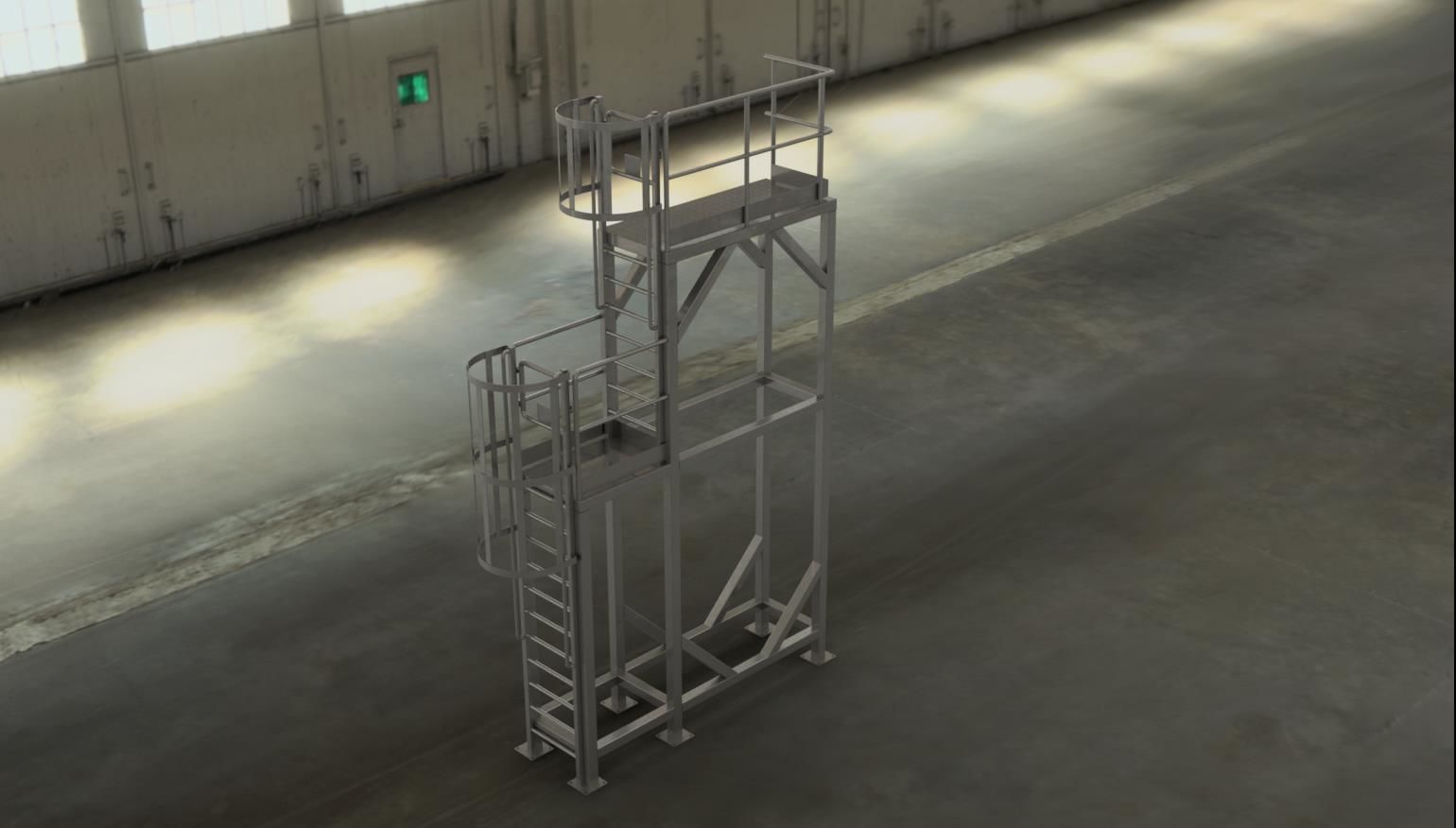 Platform part with vertical ladders