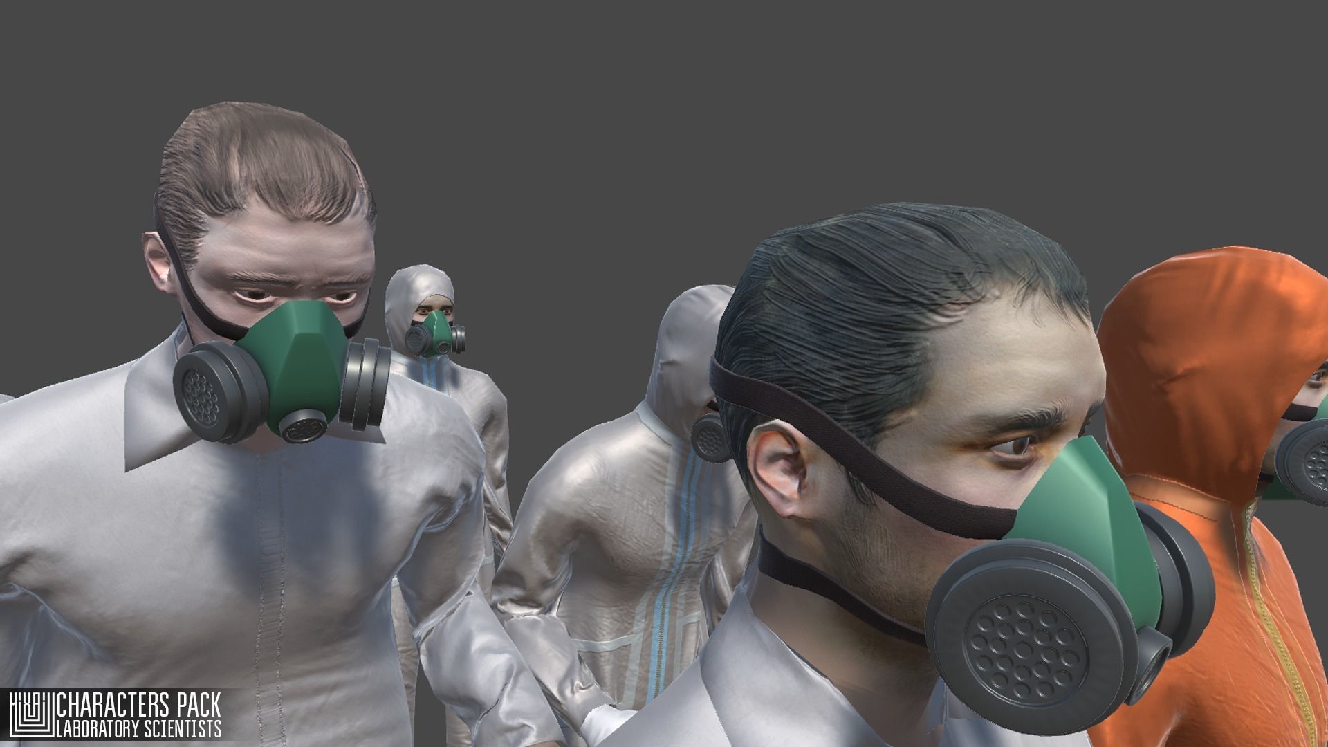 Characters pack - laboratory scientists Low-poly 3D model_3