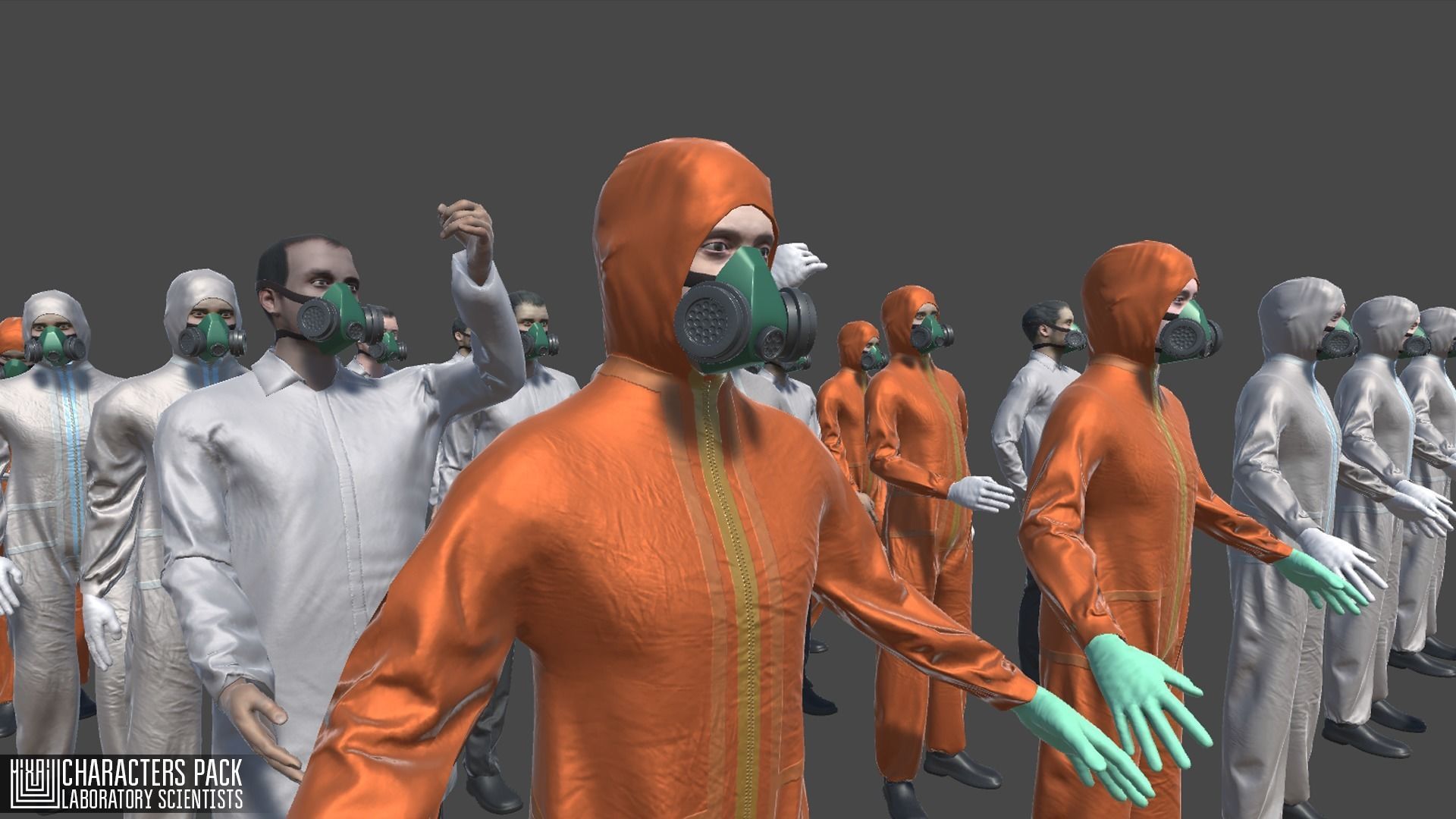 Characters pack - laboratory scientists Low-poly 3D model_2