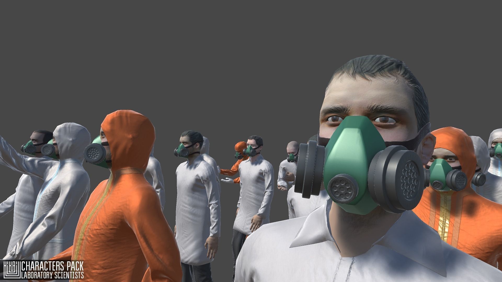 Characters pack - laboratory scientists Low-poly 3D model_1
