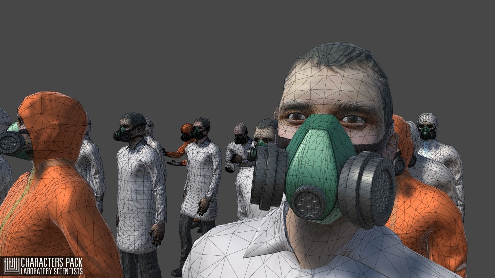 Characters pack - laboratory scientists Low-poly 3D model_6