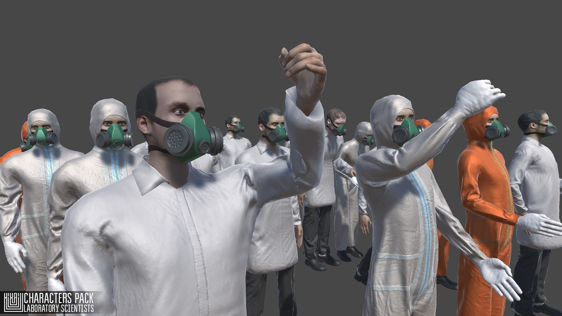 Characters pack - laboratory scientists Low-poly 3D model_5