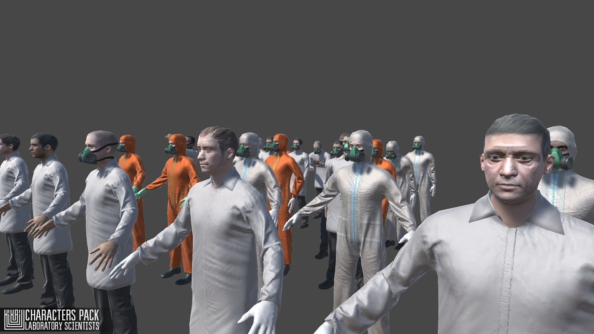 Characters pack - laboratory scientists Low-poly 3D model_4