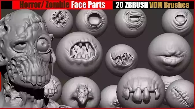 Horror  Zombie Face Parts VDM Brushes