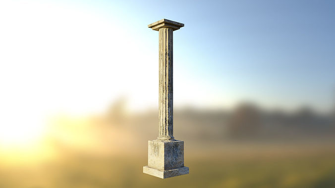 Fluted Column Low-poly 3D model