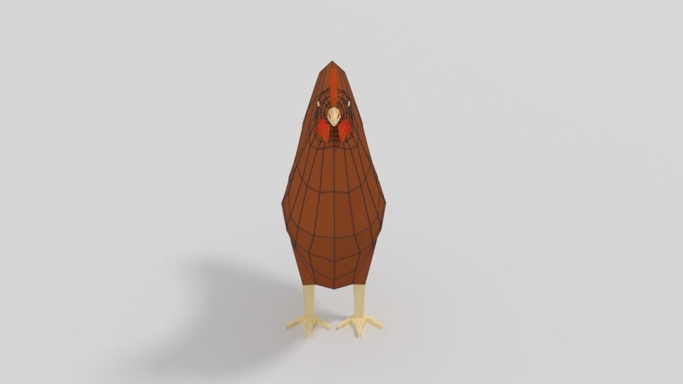 Low Poly Cartoon Chicken Low-poly 3D model_9