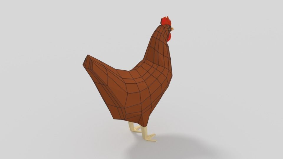Low Poly Cartoon Chicken Low-poly 3D model_11