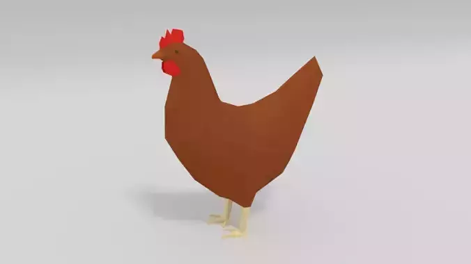 Low Poly Cartoon Chicken Low-poly 3D model