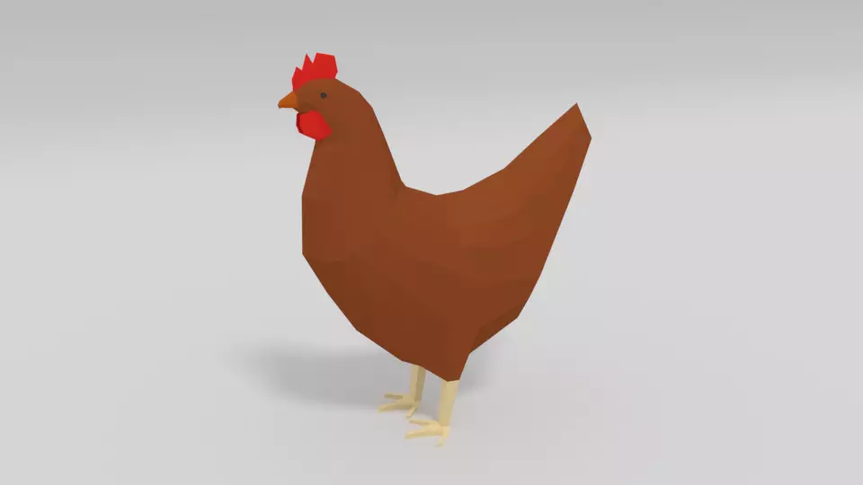 Low Poly Cartoon Chicken Low-poly 3D model_0