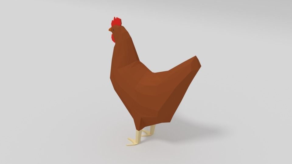 Low Poly Cartoon Chicken Low-poly 3D model_5