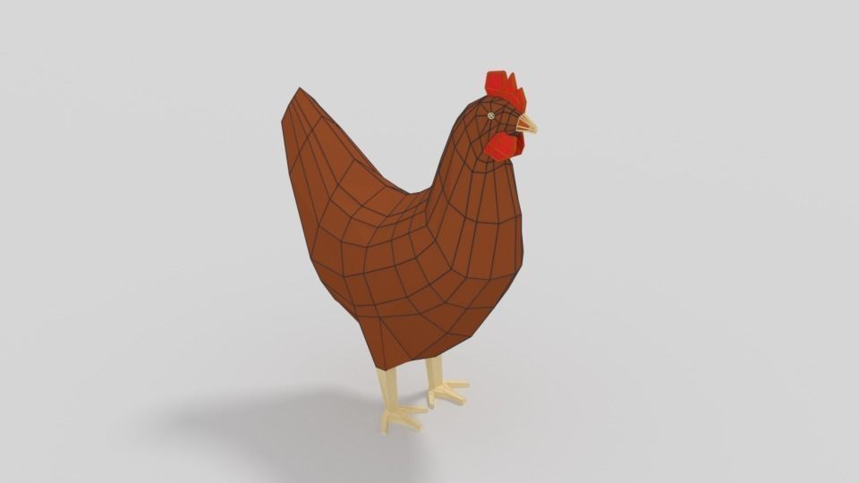 Low Poly Cartoon Chicken Low-poly 3D model_10